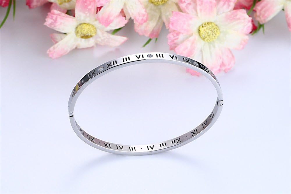 Love Friendship Stainless Steel Roman Numeral Bangle Bracelet Best Gifts Couples Valentine's Day