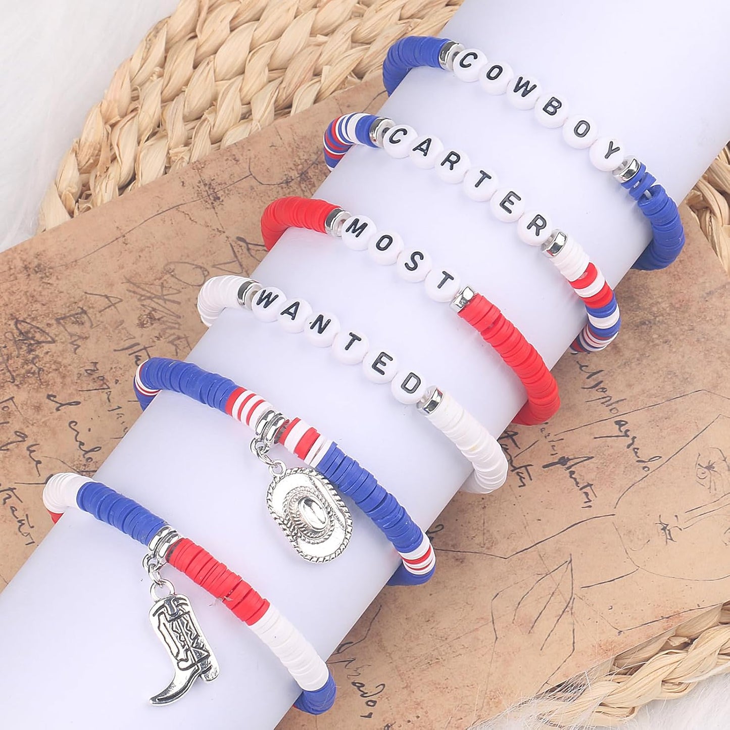 IDesign 6 Pcs Western Bracelet Gifts for Cowboy Cowgirl Christmas Valentine's Day Fans Party Concert Women Men Fans