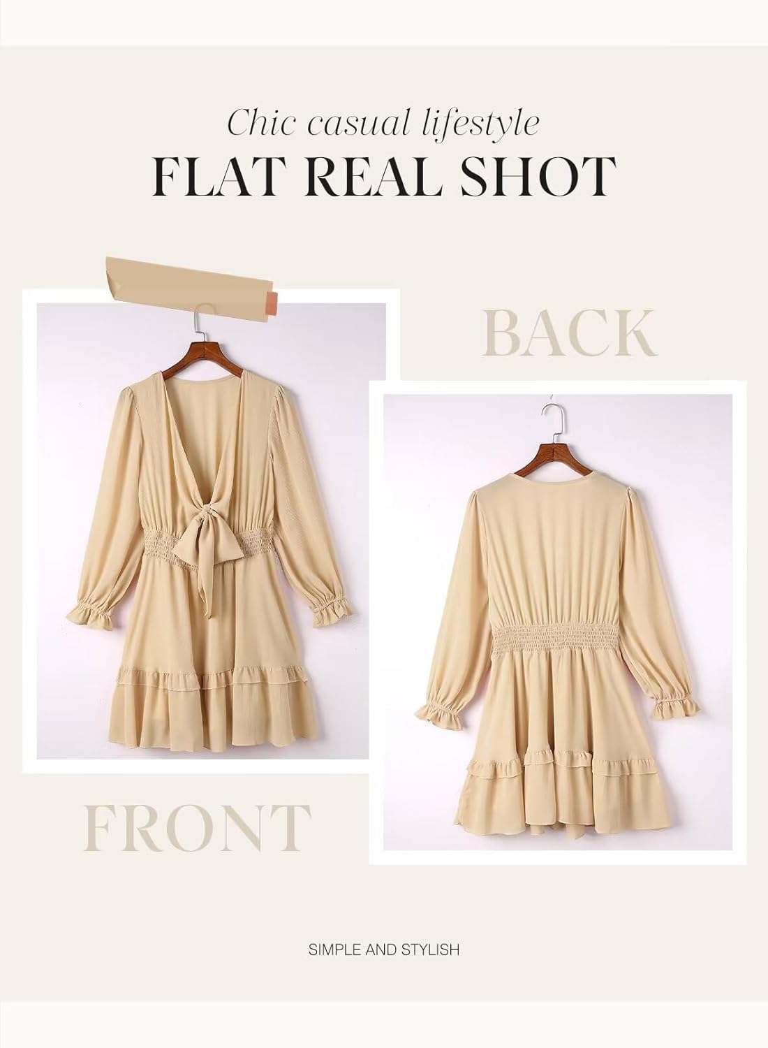 Dokotoo Womens Casual Spring Summer 2025 Deep V Neck Knotted Tiered Chiffon Elegant Mini Short Swing Skater Dresses