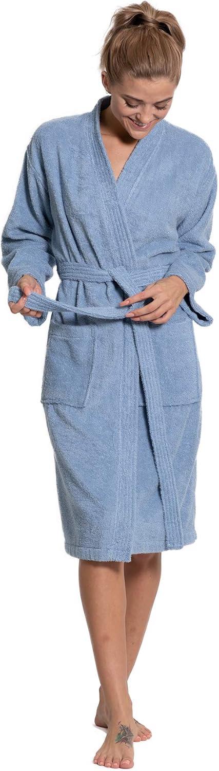 Turkuoise Soft & Absorbent Towel Robe, 100% Cotton Turkish Terry Cloth Kimono Bathrobes for Women