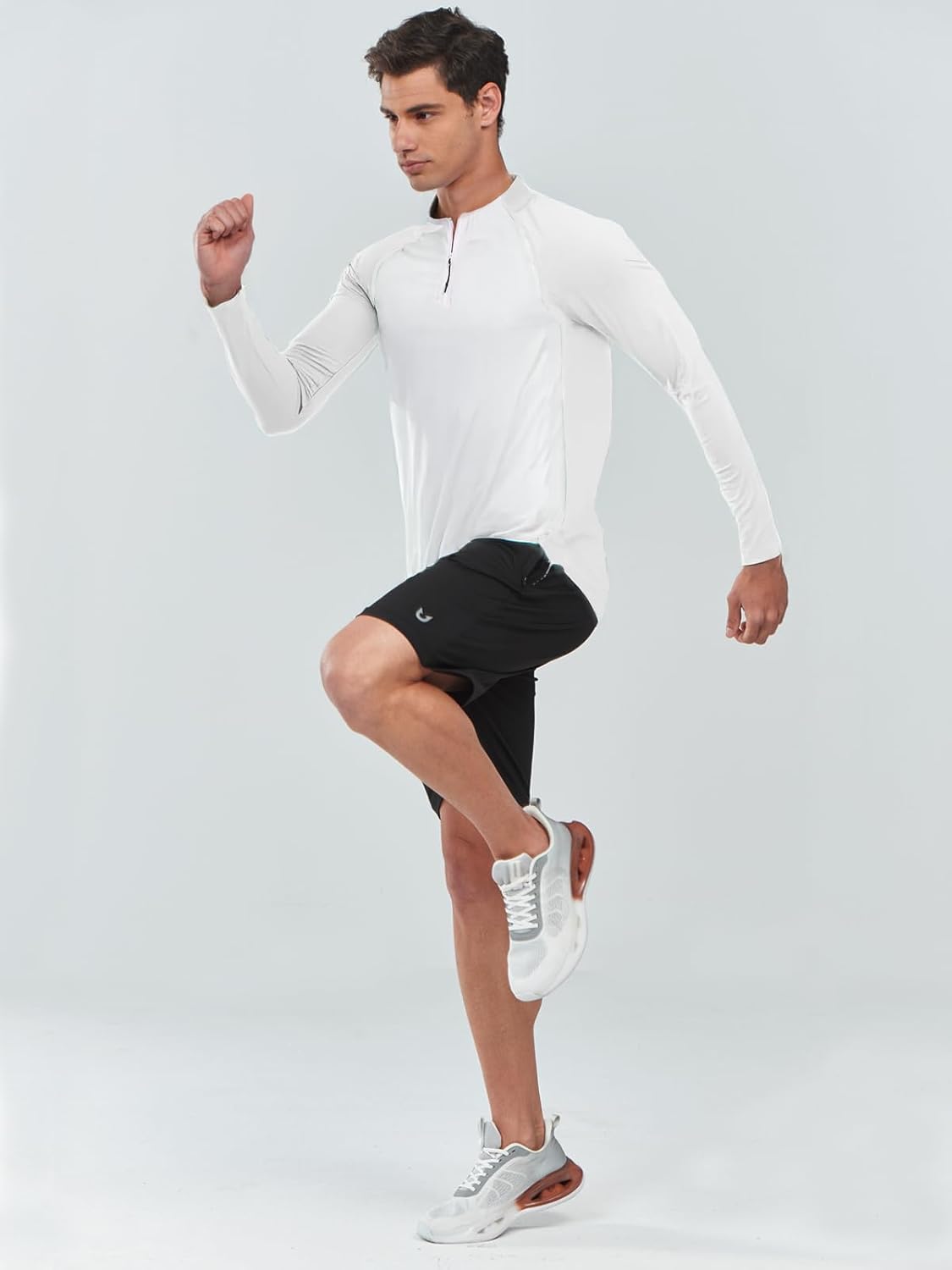 Men's Running Shirt Long Sleeve Performance Quarter Zip Pullover Quick Dry Golf Workout Athletic Shirts UPF 50+
