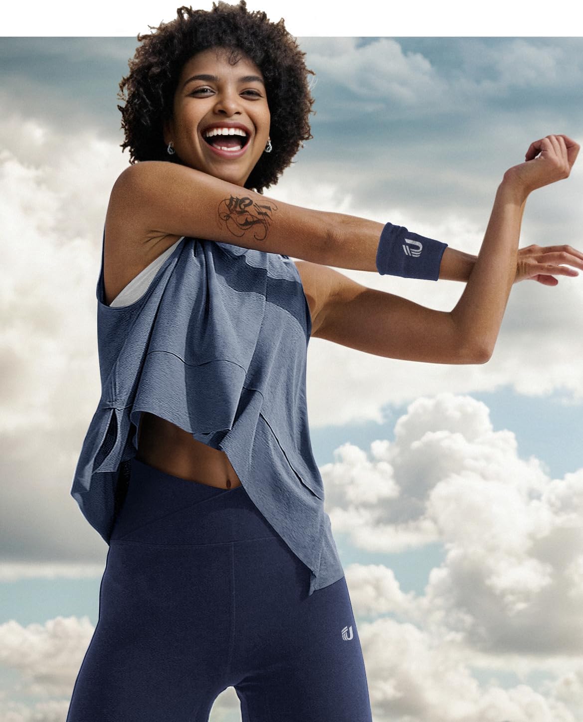 UEU Cropped Tank Tops for Women, Yoga Workout Athletic Shirts, Summer Flowy Split Side Slit Oversized Sleeveless Tee