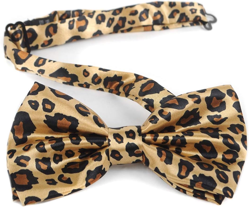 boxed-gifts Men's Cheetah Print Leopard Bowtie Polyester Pre-tied Color Yellow and Black
