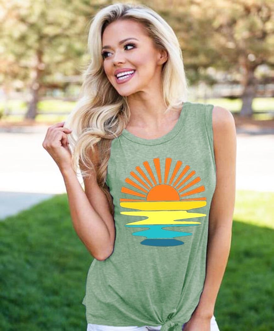 Sunrise Sunset Sunshine T Shirt for Women Outdoor Workout Hawaii Beach Sea Nature Adventure Tee Top