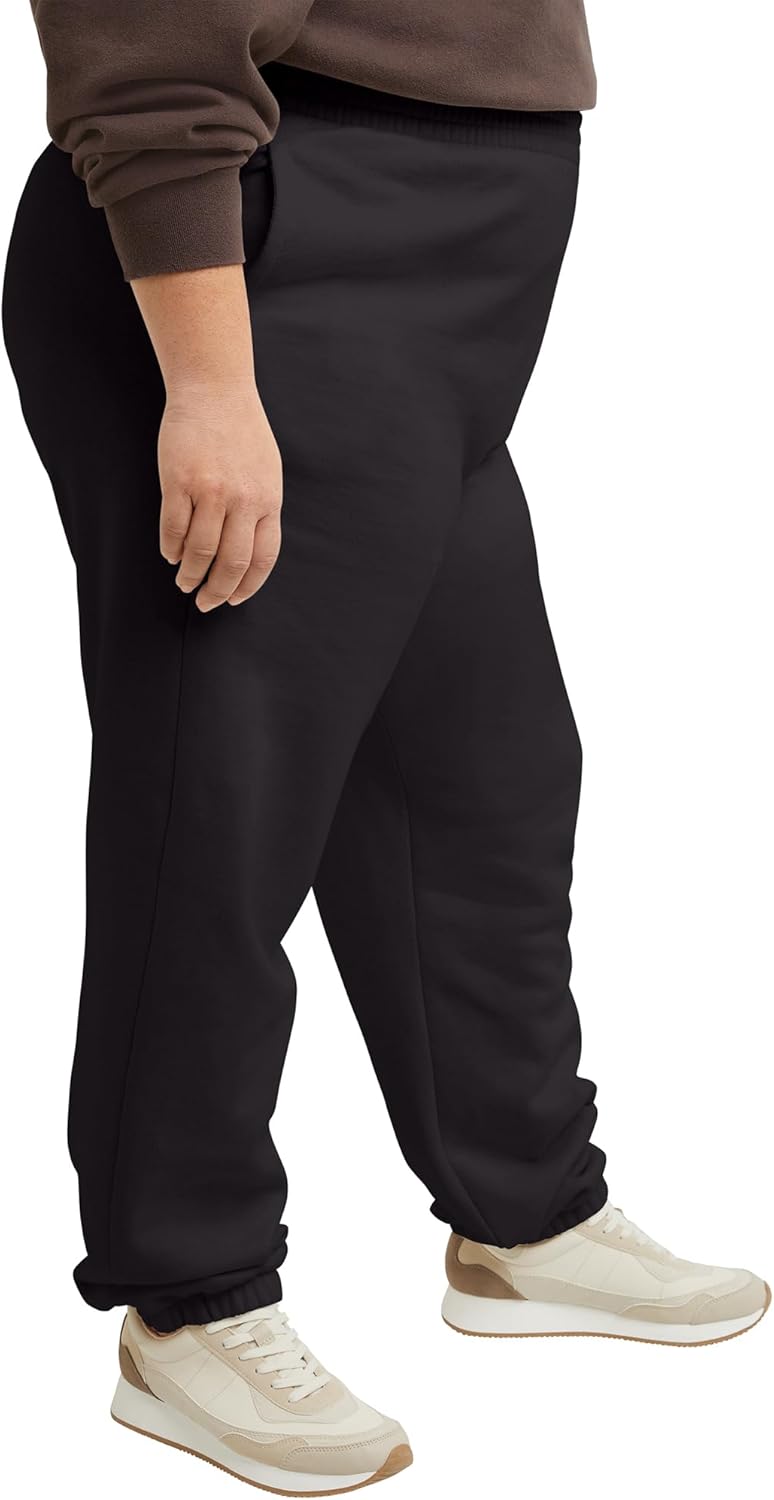 Hanes Women's Originals Midweight Fleece Joggers, Sweatpants with Pockets, Place Flowers, 30", Plus