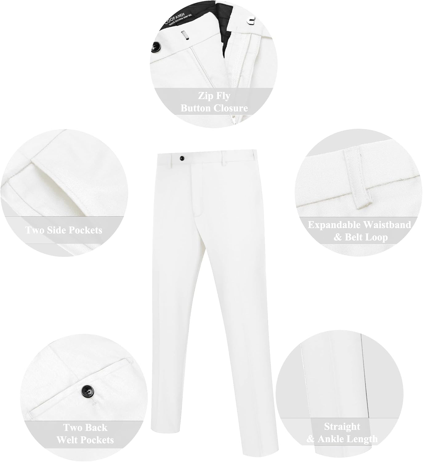 COOFANDY Men's Classic Fit Dress Pants Flat Front Straight Formal Pants Wrinkle Free Expandable Waist Suit Pants