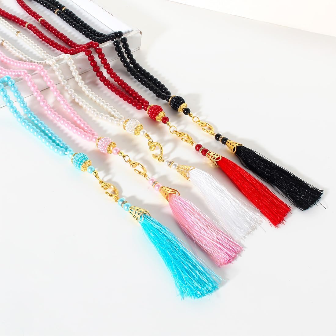 Islam Prayer Beads Tassels Bracelets for Women Meditation Protection Muslim Religion Colored Arab Strand Bangle for Men Boho Chakra Statement Stylish Long Chain Handmade Birthday Gifts