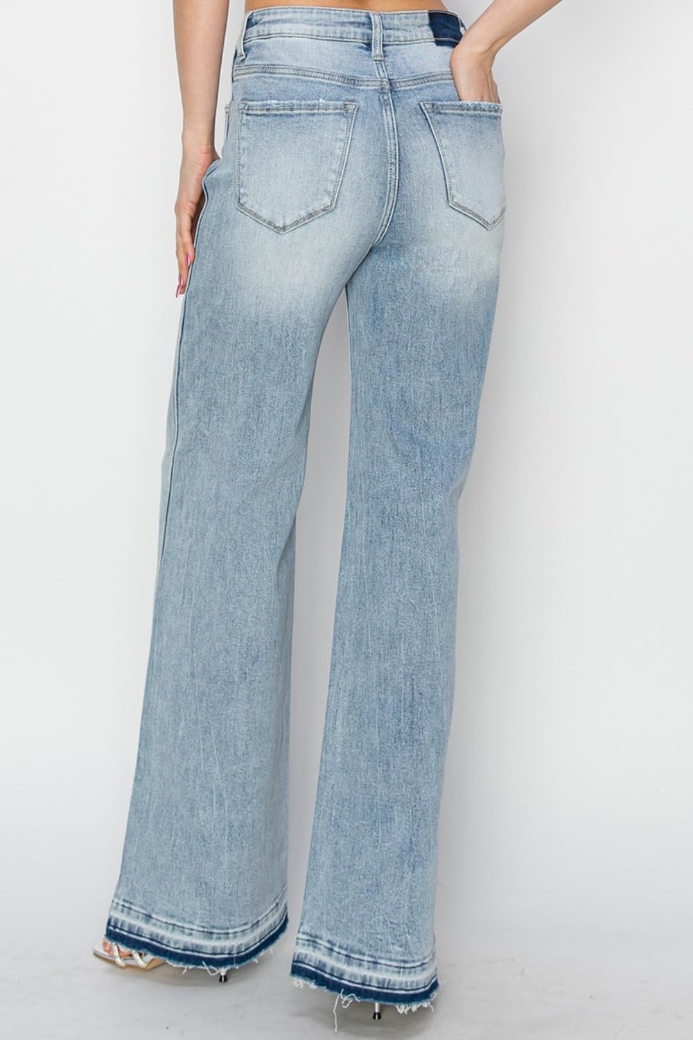 Risen Women's High Rise Wide Leg Jeans