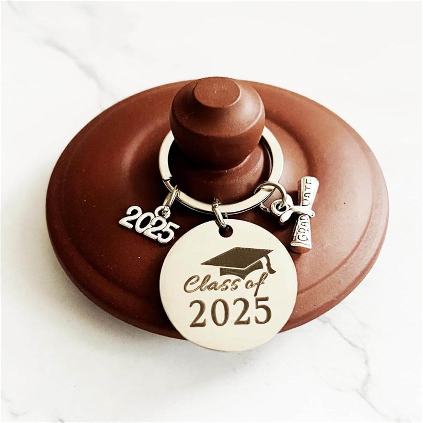Graduation Keychain Unique Class of 2025 Key Chains Funny Grad Student Gifts from Teacher Stainless Steel Keyring