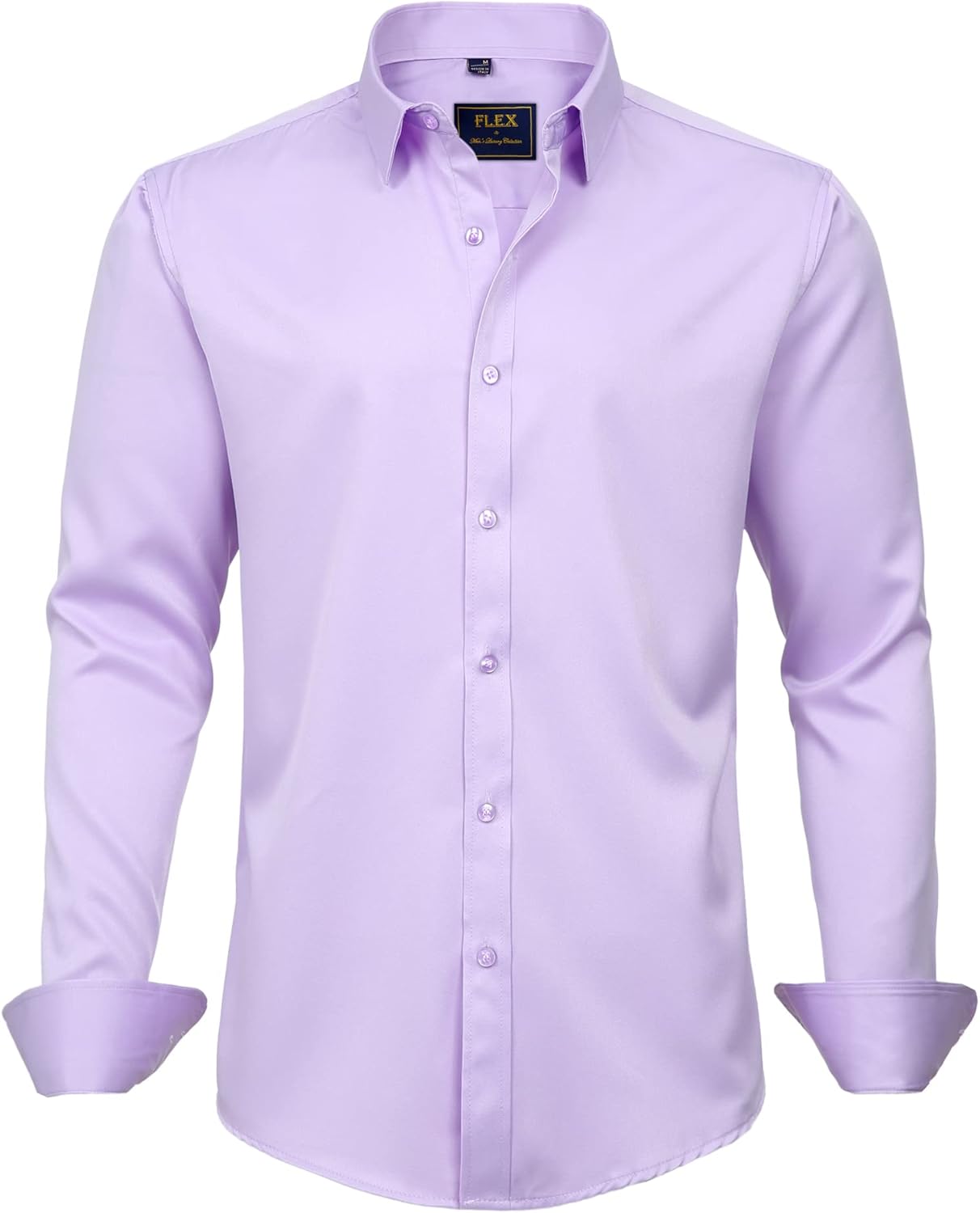 J.VER Men's Dress Shirts Solid Long Sleeve Stretch Wrinkle-Free Formal Shirt Business Casual Button Down Shirts