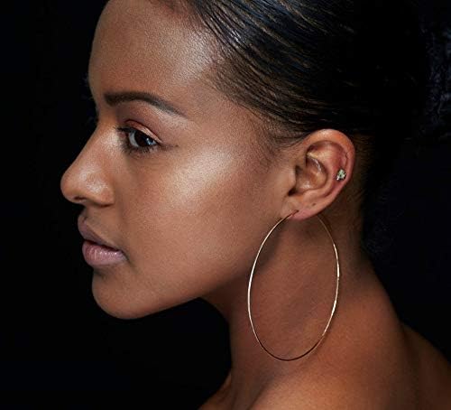3 Pairs Thin Extra Large Hoop Earrings Set,Fashion Huge Gold Hoops 18k Gold Plated Lightweight Stainless Steel Hoops Big Geometric Round Gold Hoop Earrings Set Minimalist Jewelry for Women