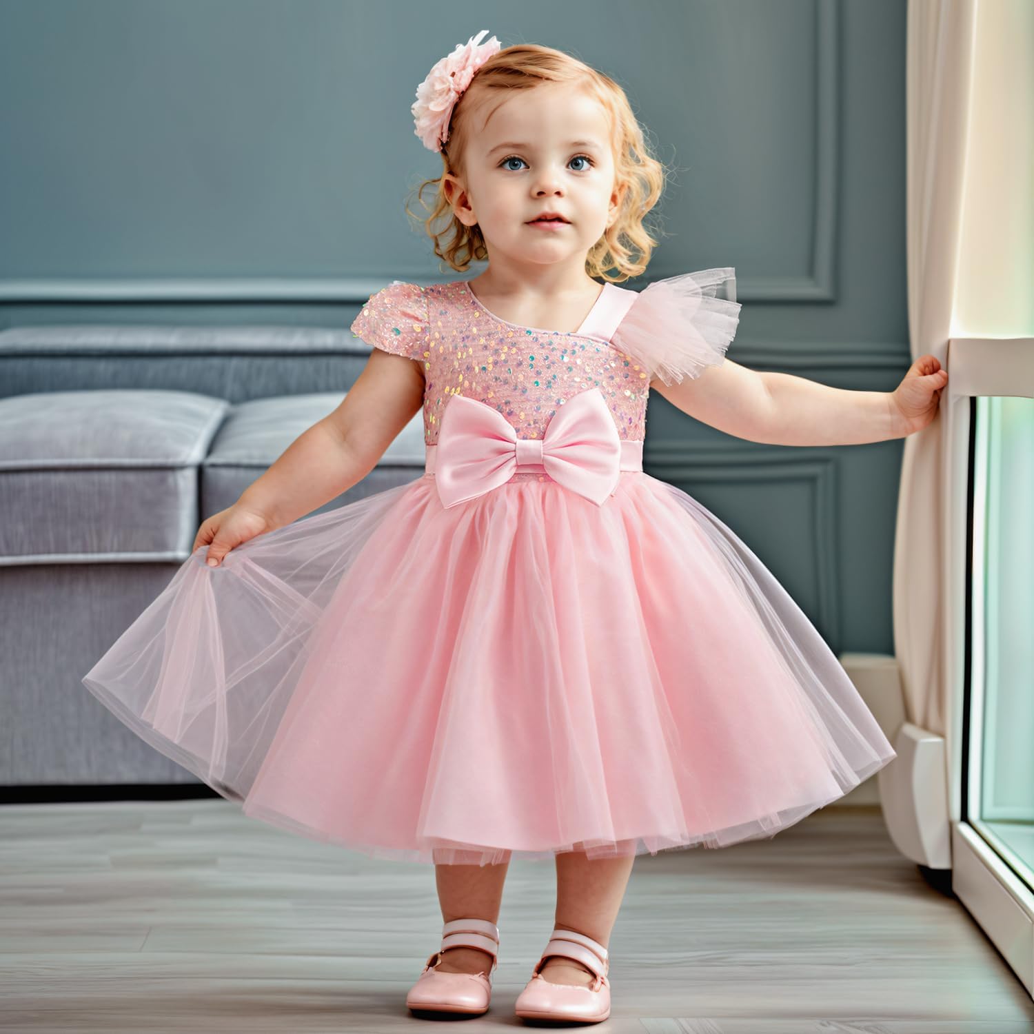 HNXDYY Baby Girl Party Tutu Dress Toddler Girl Sequins Wedding Pageant Ball Gown