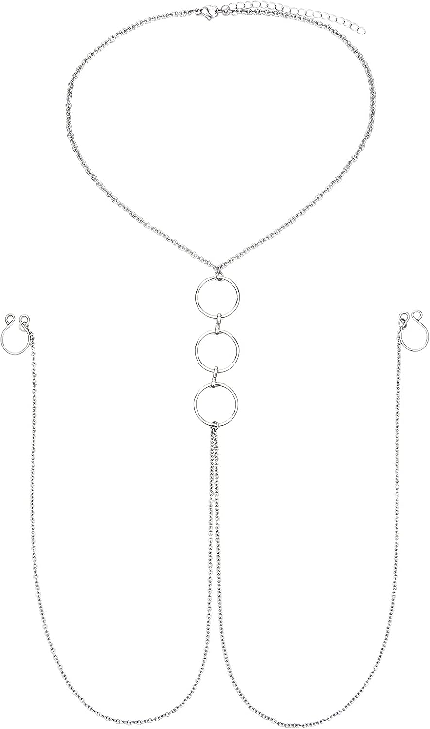 D.Bella Fake Nipple Piercing with Chain Fake Nipple Rings for Women Sexy Non Piercing Nipple Ring with Necklaces Adjustable Nipple Noose Fake Nipple Ring Non Piercing Nipple Jewelry