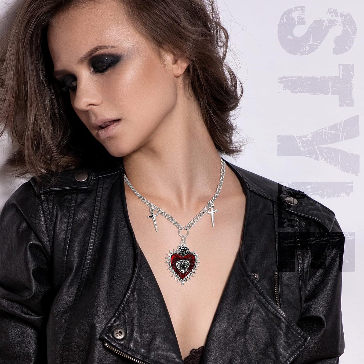 Janmercy 15 Pcs Gothic Grunge Necklace Set Goth Punk Rock Vintage Y2k Harajuku Silver Chain Choker Necklace Jewelry Costume Accessories for Women