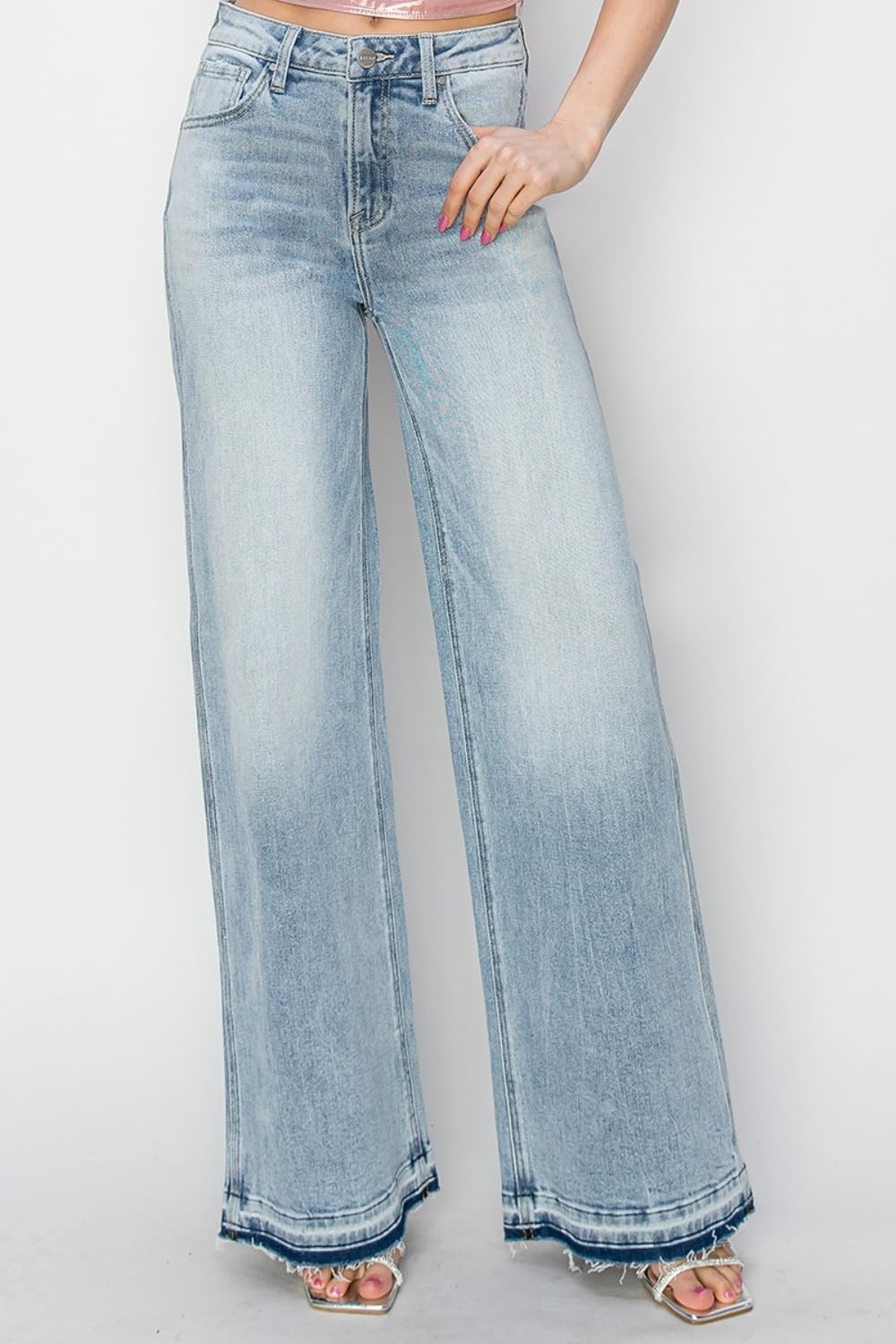 Risen Women's High Rise Wide Leg Jeans