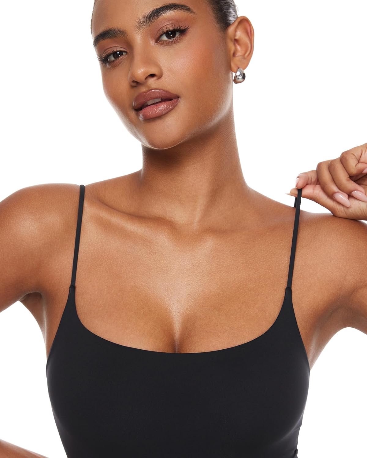 INLYRIC Women's Inbarely Sexy Square Neck Bodysuit Camisole Backless Sleeveless Spaghetti Strap Tank Tops Bodysuits