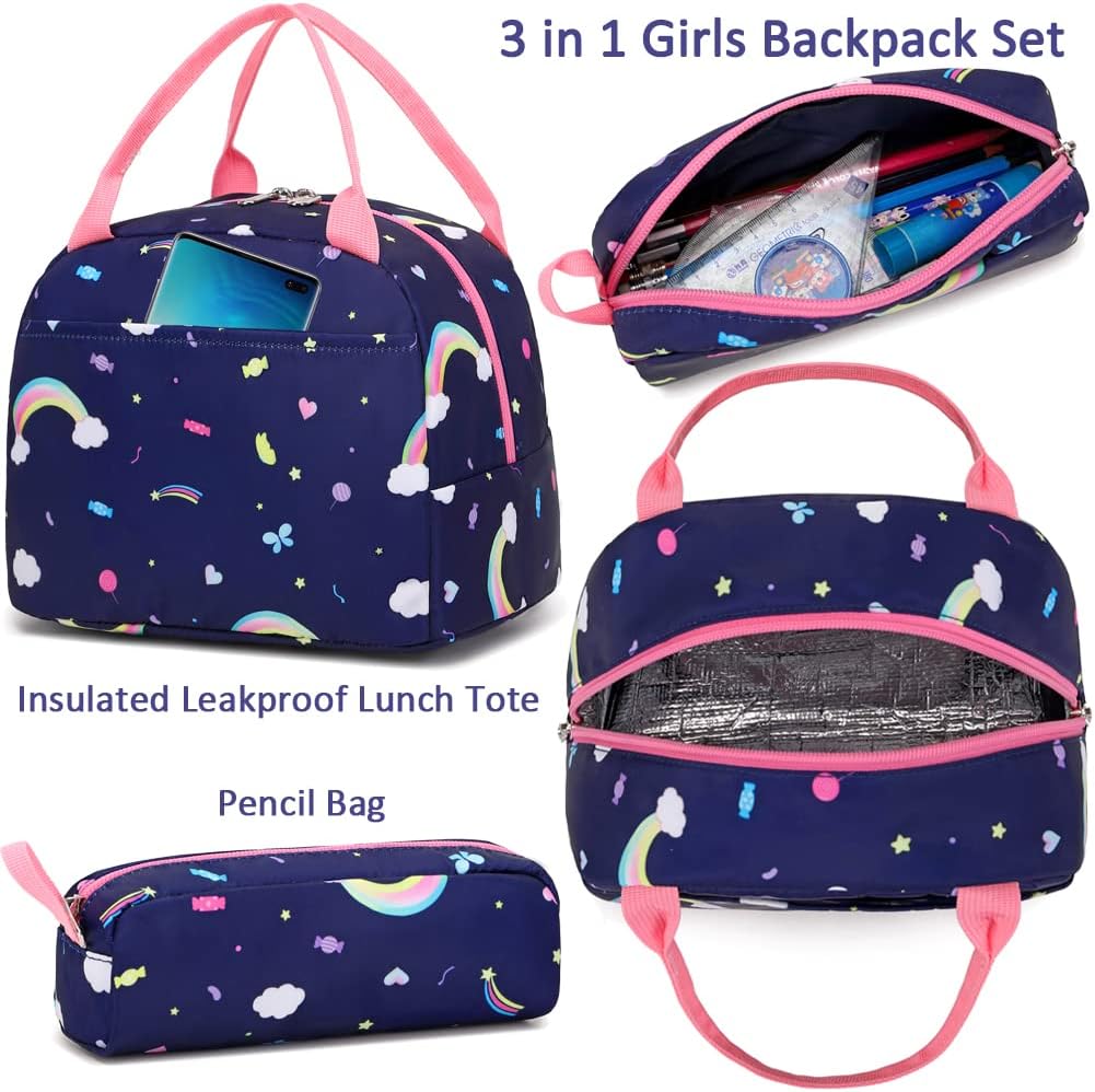 Meisohua Girls School Backpack Set Unicorn Backpack Lightweight Kids School Bookbag Girls Casual Daypack