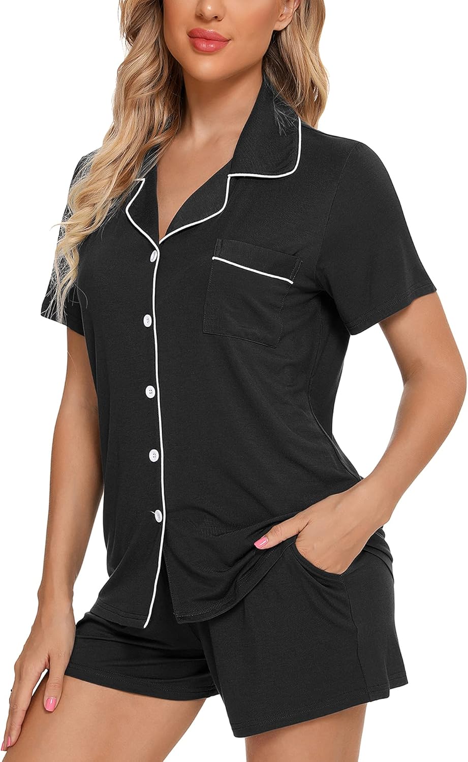 Senert Pajamas Set For Women Short Sleeve Sleepwear Soft Button Down Post Partum Pjs Set Maternity Lounge Sets S-XXL