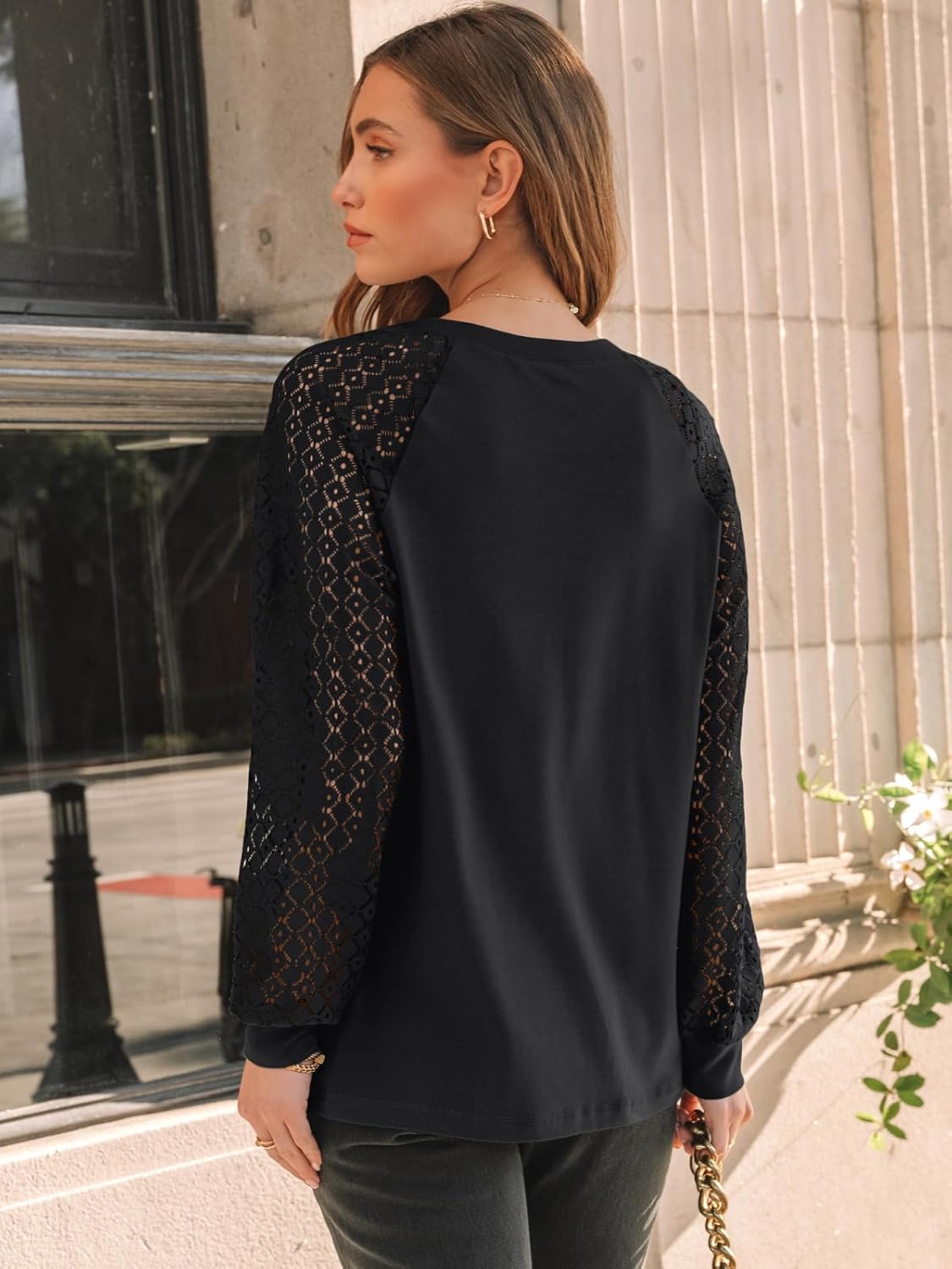AUTOMET Womens Long Sleeve Shirts Pleated Lace Tops Fall Fashion Outfits Business Casual Blouses