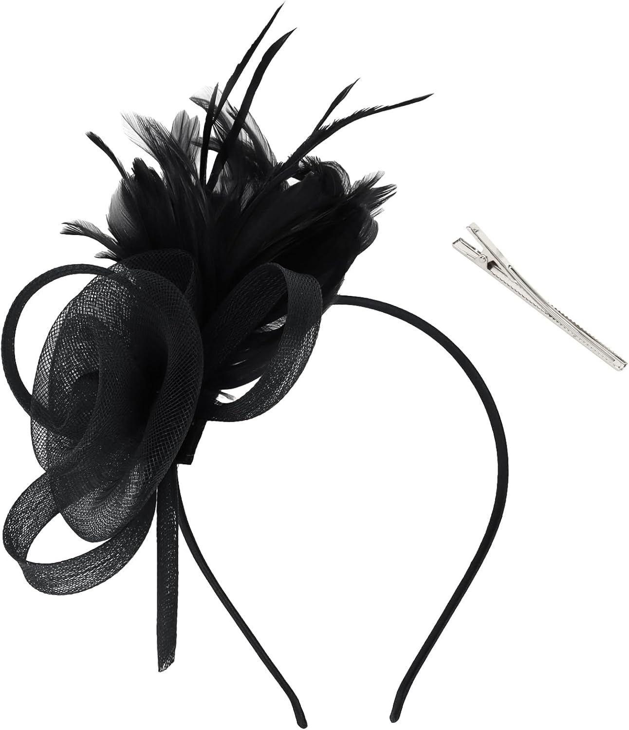 AMCAMI Fascinators Hats with Feather for Women 2025 Derby Hats Tea Party Hat with Headband and Clip
