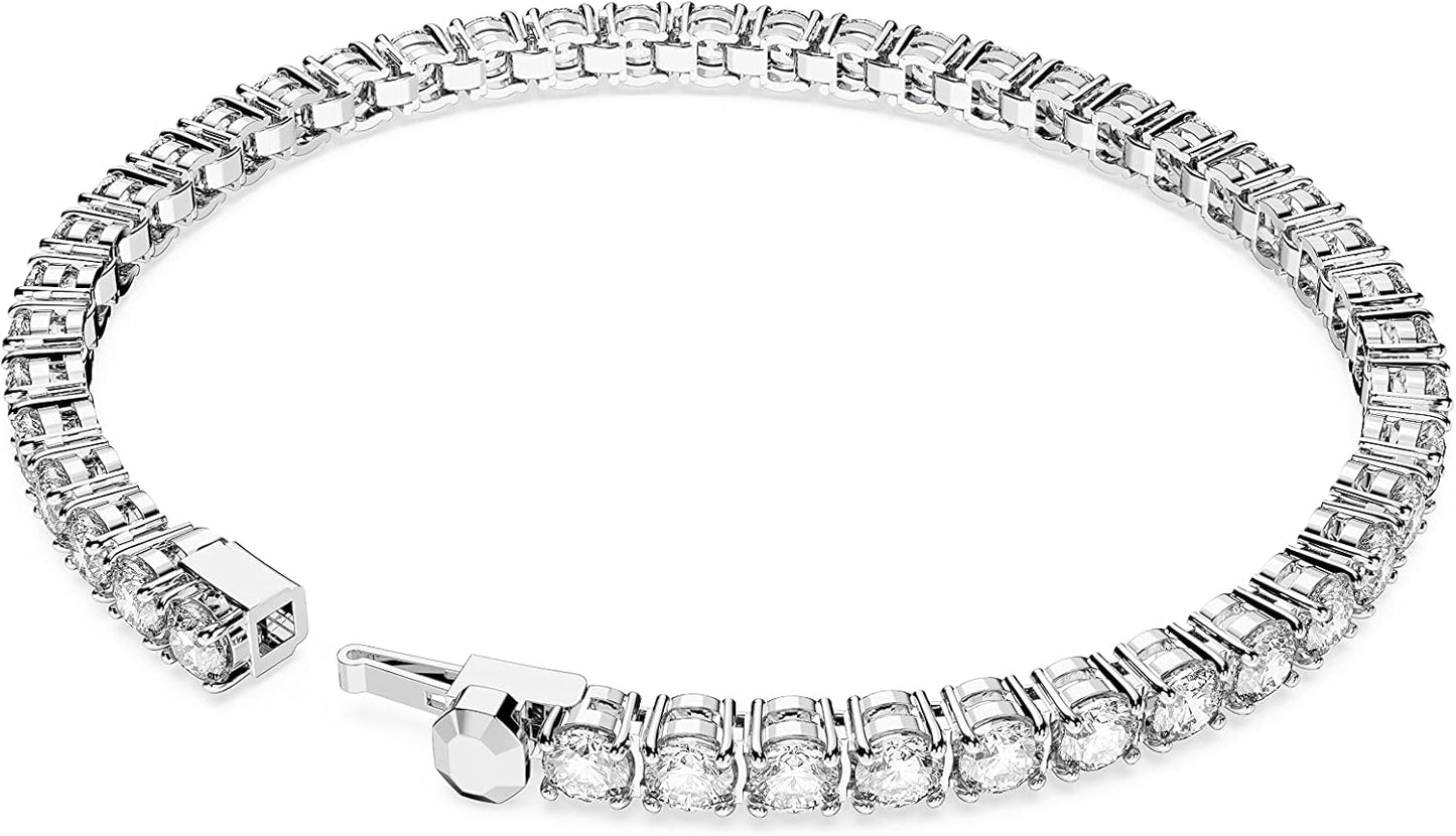 Swarovski Matrix Tennis Bracelet, Round Cut Crystals, Pink, Blue, Black, Clear, Rhodium, Gold-Tone and Rose Gold-Tone Finishes