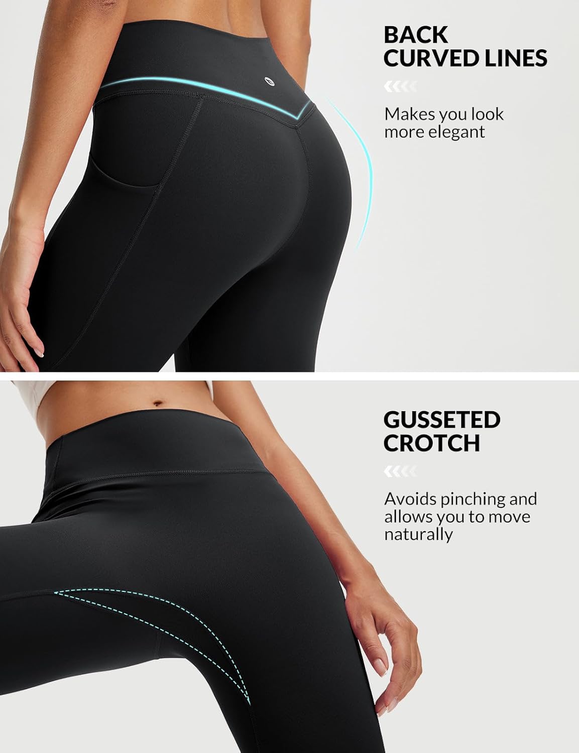 baleaf Women's Capri Leggings with 3 Pockets Tummy Control 21" Inseam Workout Capris Yoga Pants