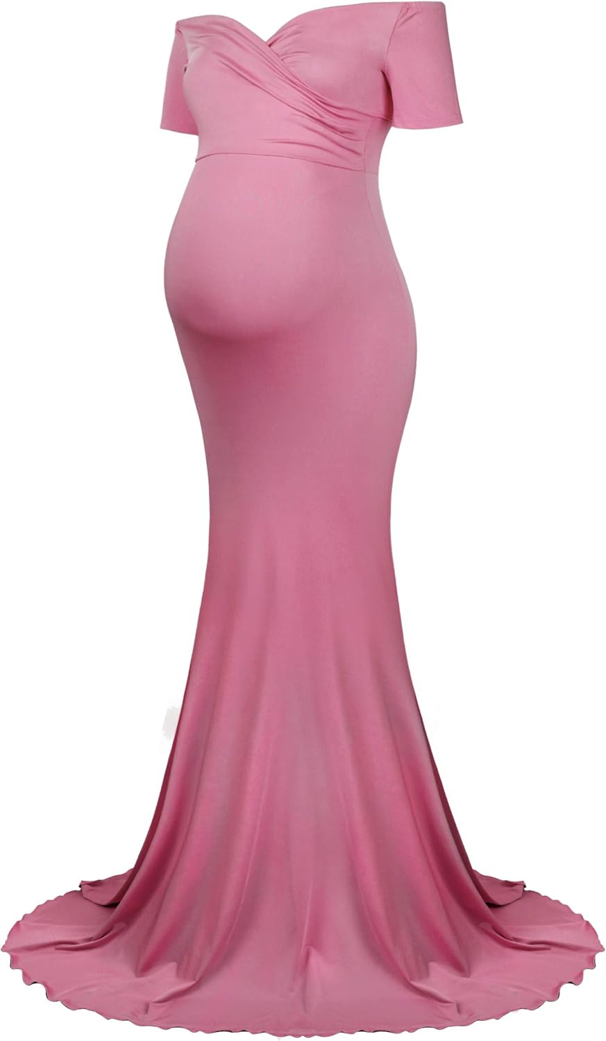 Molliya Maternity Long Dress Off Shoulder Elegant Fitted Gown Stretchy Maxi Photography Dress
