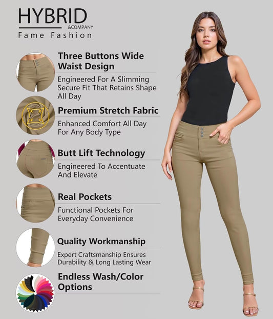 Hybrid & Company Women's Butt Lift Skinny High Waisted V3 Super Comfy Stretch Denim Pants