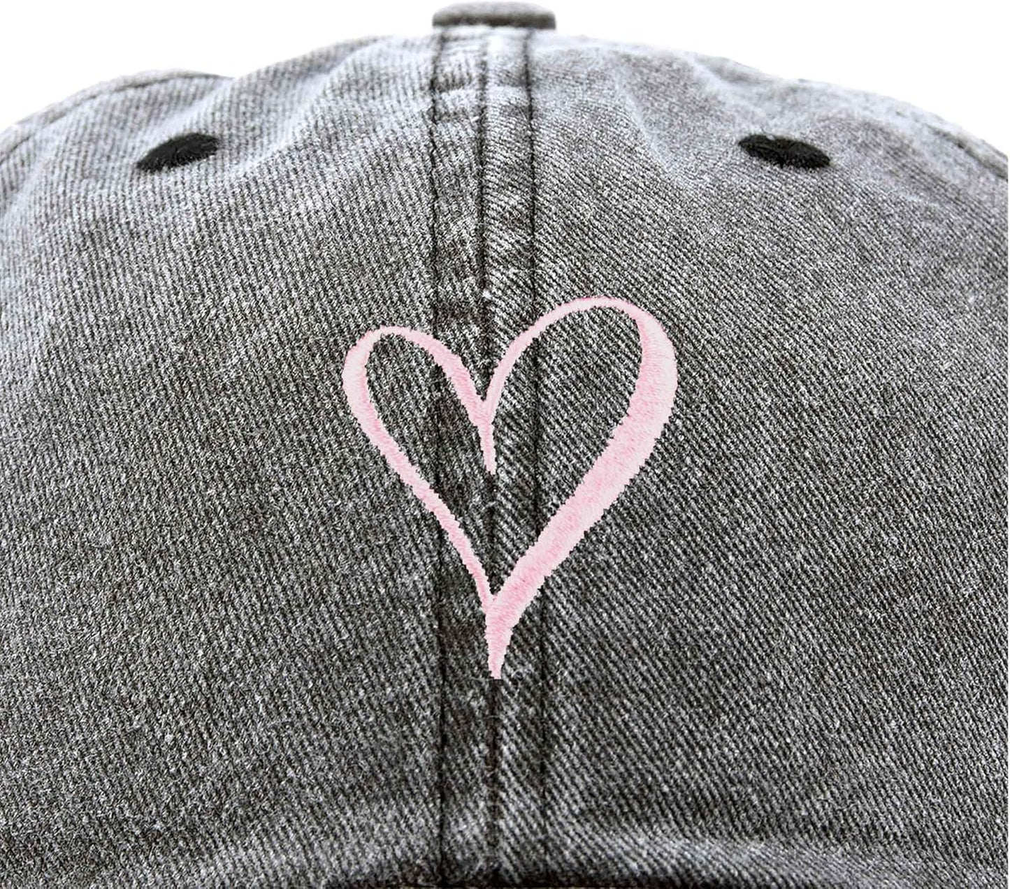 Hand Drawn Heart Hat Womens Embroidered Baseball Cap