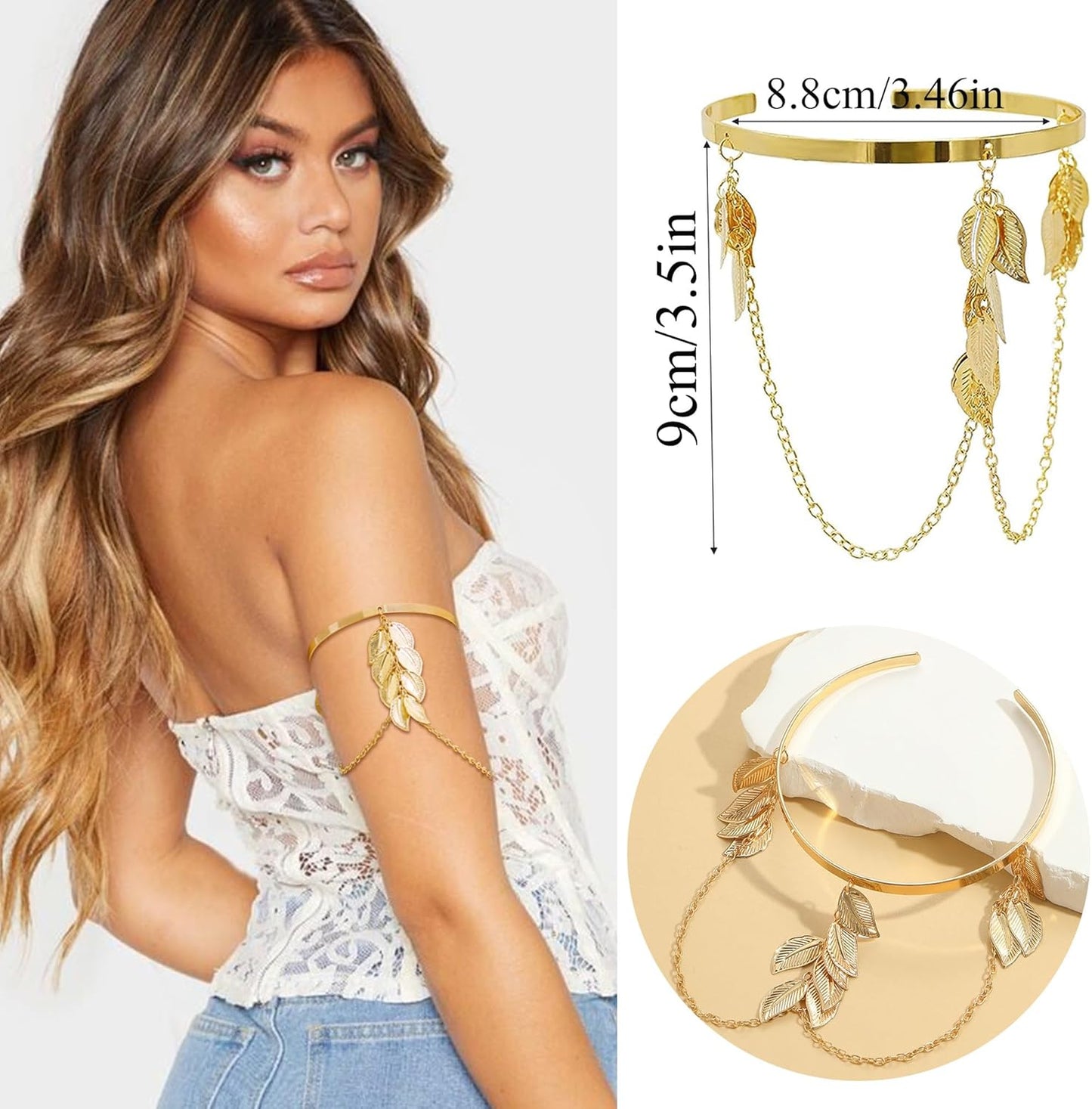 6-12 Pcs Arm Cuff Bracelets for Women Gold UpperCuff Cuff Bangle Bracelet Open Adjustable Gold Arm Bracelet Set