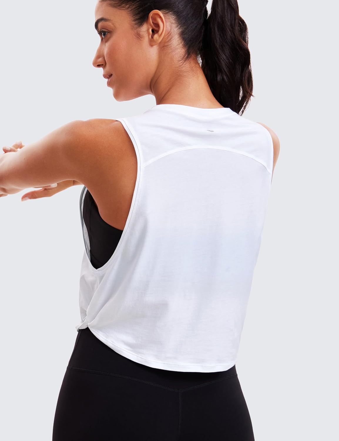 CRZ YOGA Pima Cotton Cropped Workout Tank Tops for Women - Sleeveless Sports Athletic Yoga Running Gym Crop Shirts