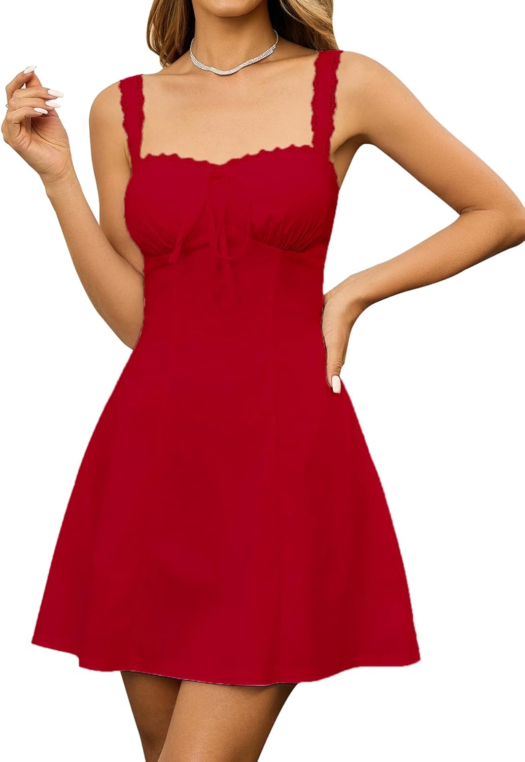 KUTUMAI Lace Square Neck Mini Dress Flowy A Line Short Graduation Dres supplyity KUTUMAI Lace Square Neck Mini Dress Flowy A Line Short Graduation Dres supplyity