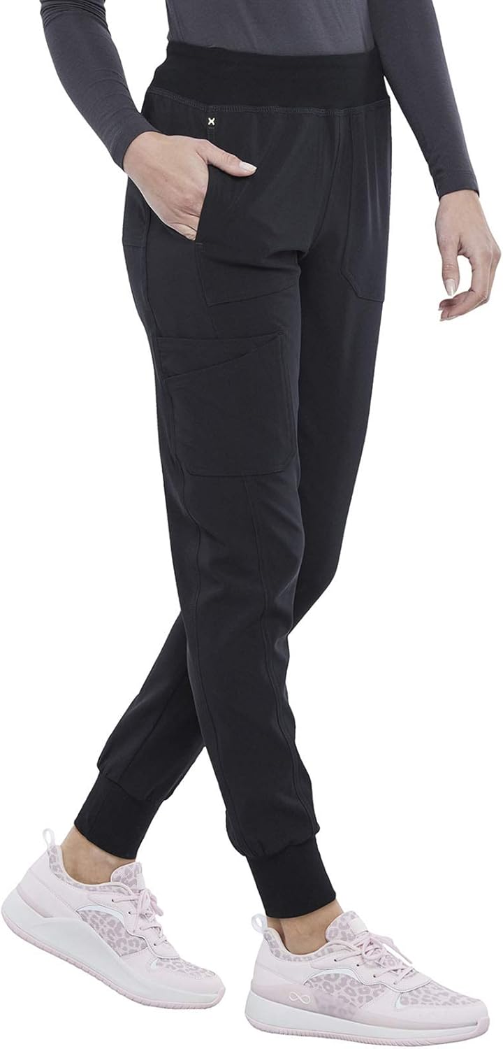 Cherokee Women's Medical Scrub Jogger Pant Mid Rise with 7 Pockets and Knit Waistband and Interior Elastic - CK011
