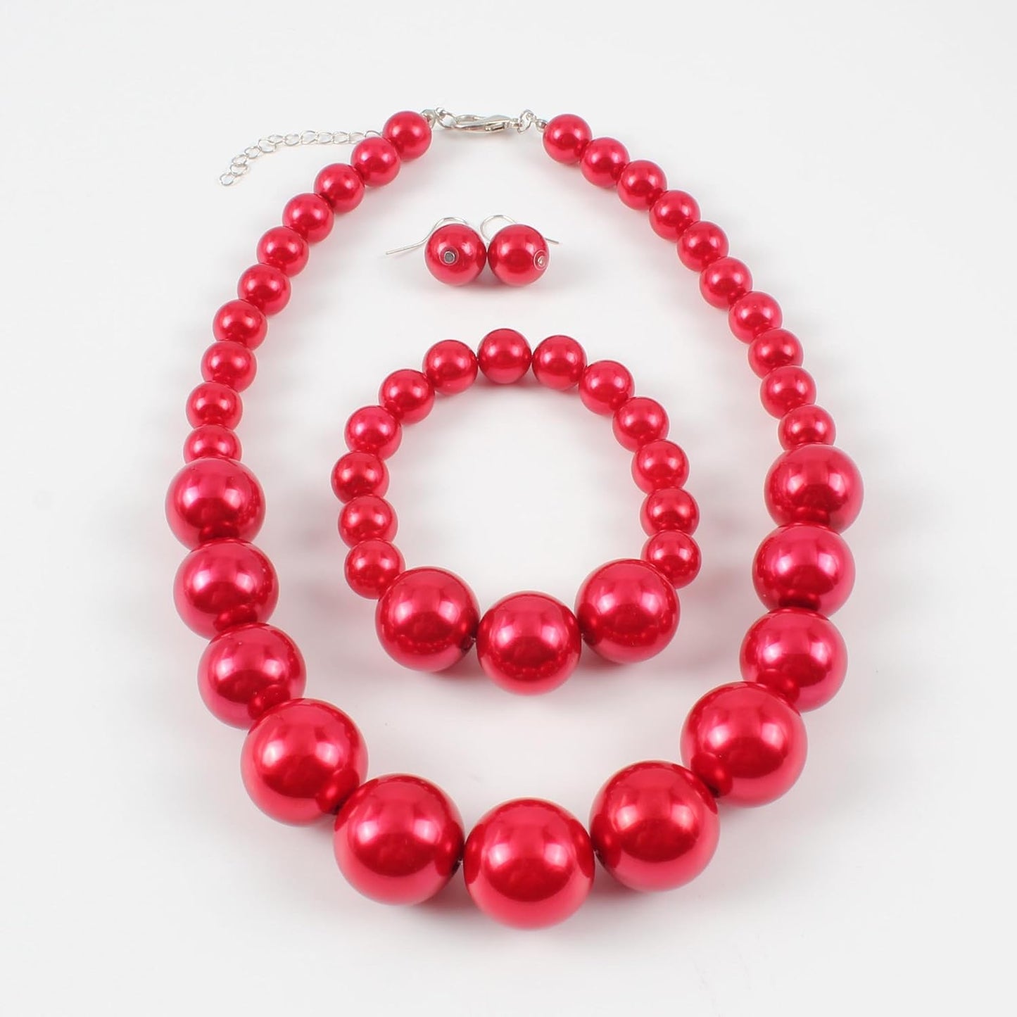 KOSMOS-LI Women's Large Big Simulated Pearl Statement 19" Necklace Bracelet and Earrings Jewelry Set