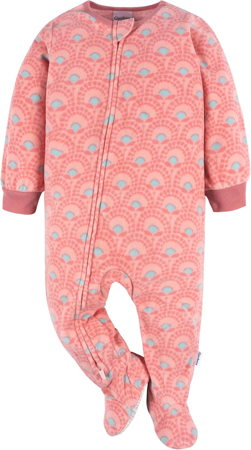 Gerber Baby Girls' Flame Resistant Fleece Footed Pajamas 3-Pack