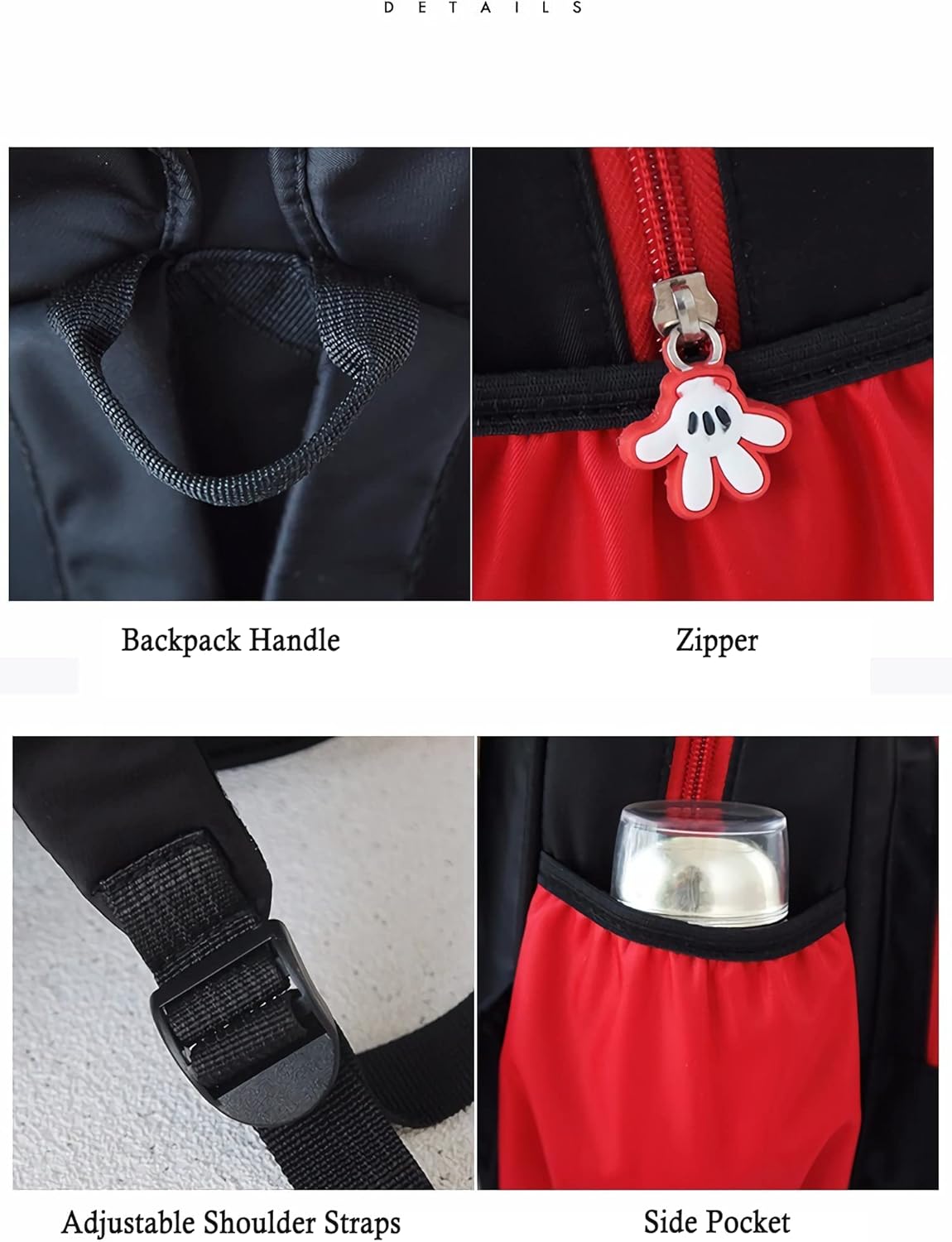 Cute Mini Backpacks, Red Cartoon Bag, Mouse Ears Bowknot Travel Daypack