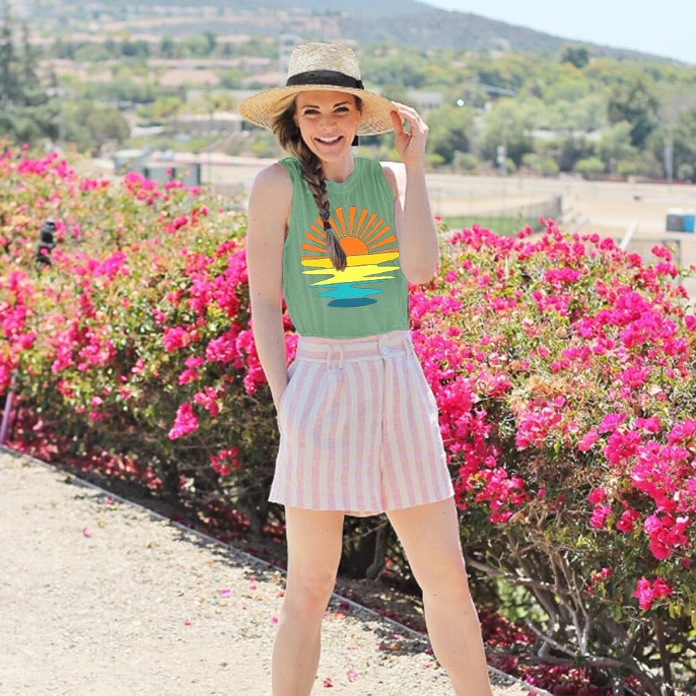 Sunrise Sunset Sunshine T Shirt for Women Outdoor Workout Hawaii Beach Sea Nature Adventure Tee Top