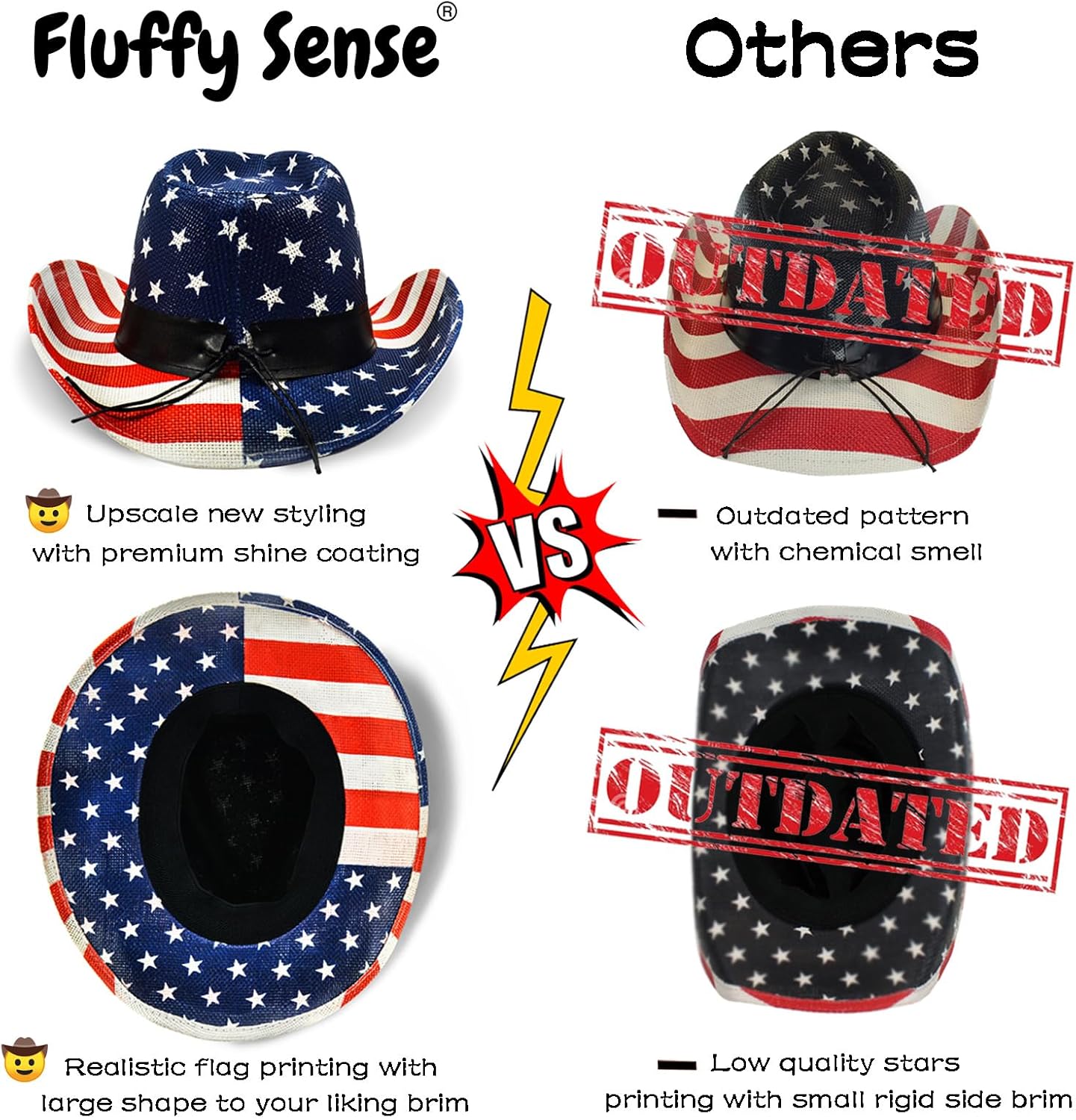 American Flag Cowboy Hat Patriotic USA Western Hat 4th of July Party Parade Rodeo Unisex Cowboy Cowgirl Hat