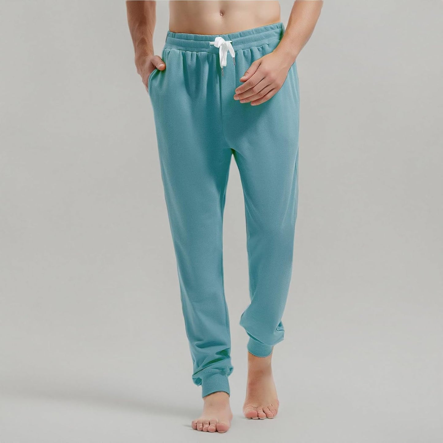 AMY COULEE Men's Casual Joggers Cotton Sweatpants Workout Athletic Pants with Pockets Drawstring Gym Running Pants