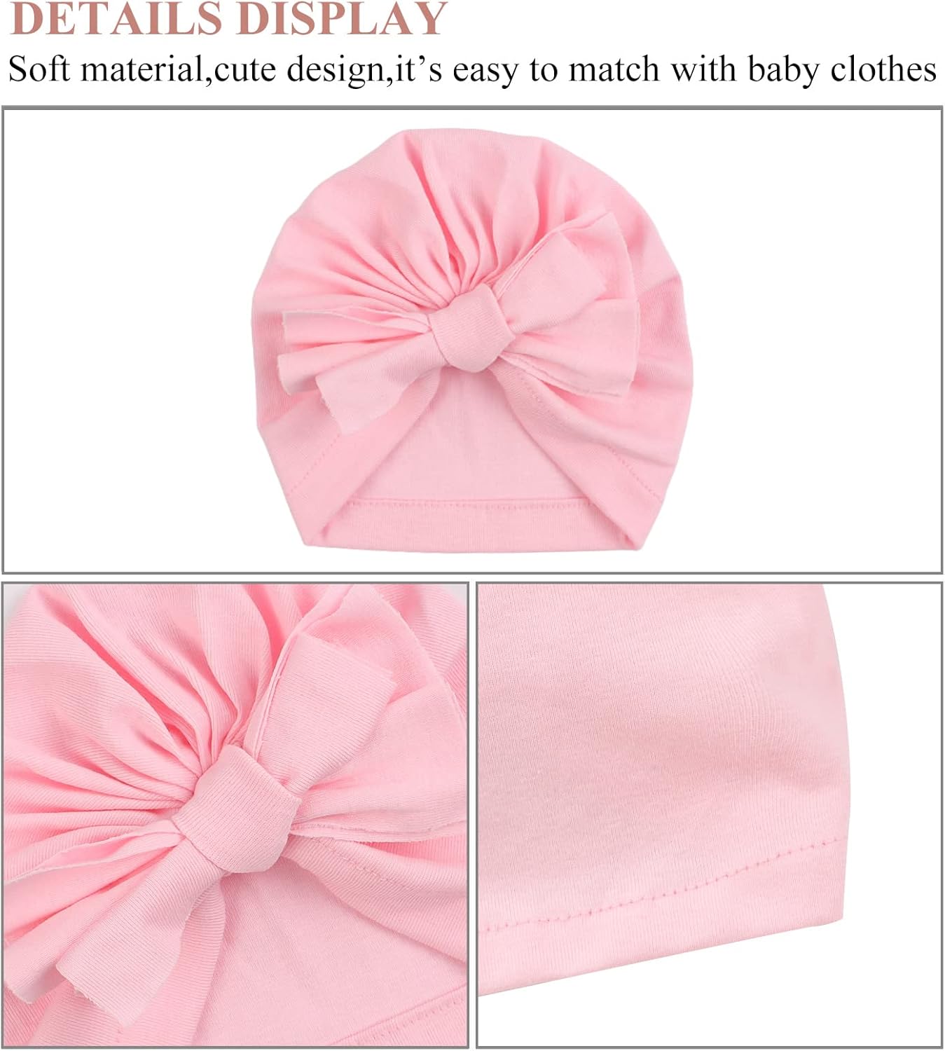 Baby Girl Turban Newborn Beanies Hat 5 Pieces Cotton Infant Girls Headwraps Toddler Kids Hats 0-3 Years