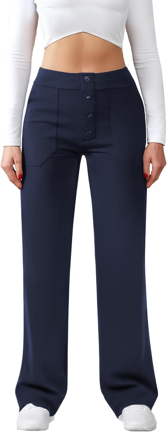 JEKAOYI Womens Casual High Waist Straight Leg Pants Stretchy Button Bu supplyity JEKAOYI Womens Casual High Waist Straight Leg Pants Stretchy Button Bu supplyity