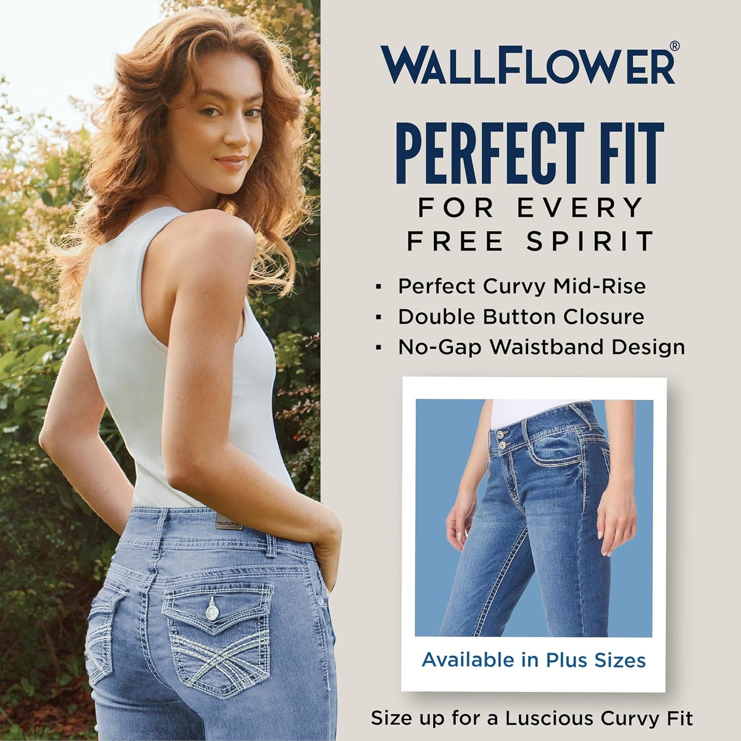 WallFlower Women's Size Luscious Curvy 23.5'' Crop Mid-Rise Insta Stretch Juniors (Standard and Plus)