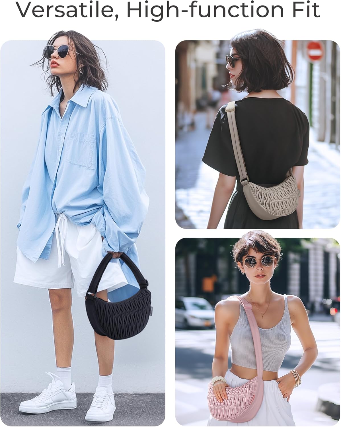 BAGSMART Hobo Bag for Women, Nylon Quilted Crossbody Bags for Women Shoulder with Adjustable Strap