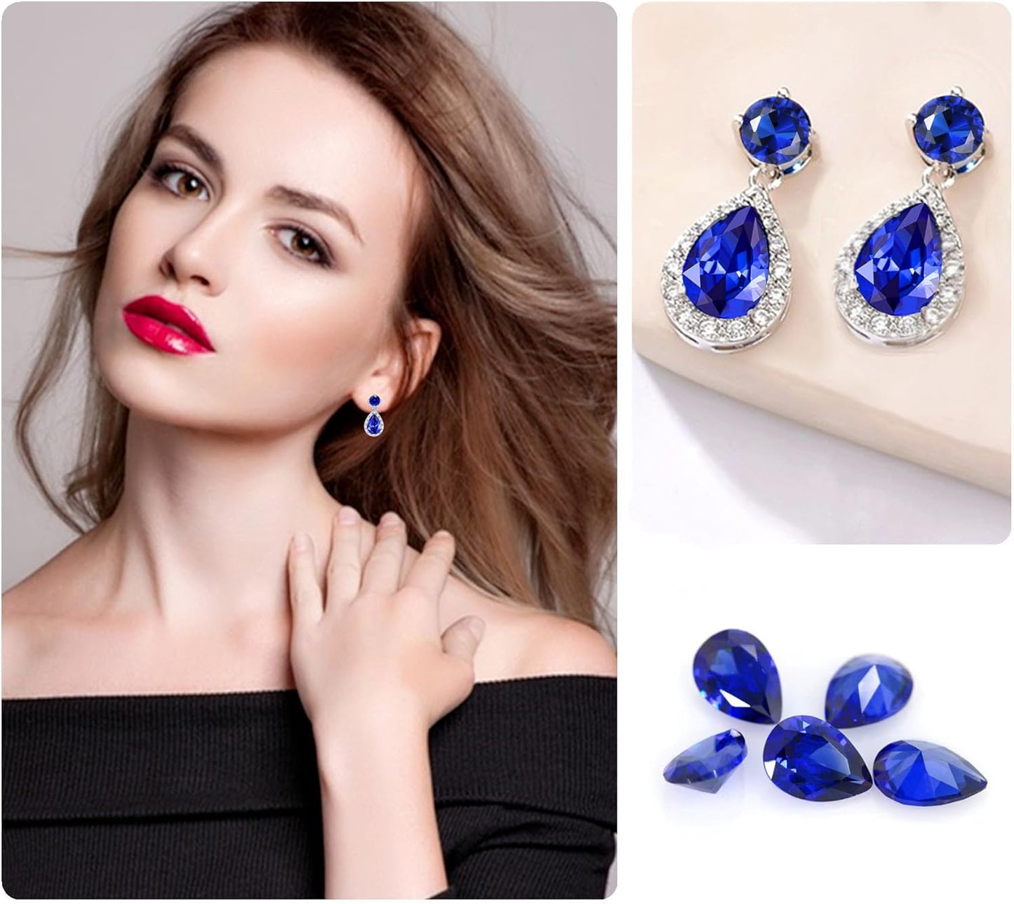 VONSSY Drop Dangle Earrings | Gemstones Waterdrop Teardrop White Gold Plated Crystal Hanging Cubic Zirconia Hypoallergenic Earrings | Stylish Jewelry Gift for Mother Daughter Wife
