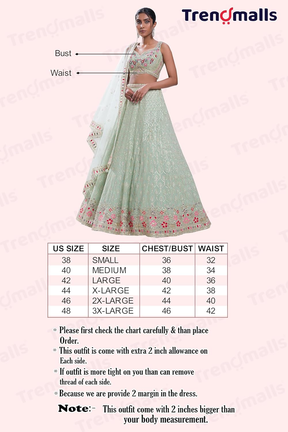 TRENDMALLS Georgette Embroidery Sequence Work Wedding Bridal Lehenga Choli with Dupatta Ready to wear