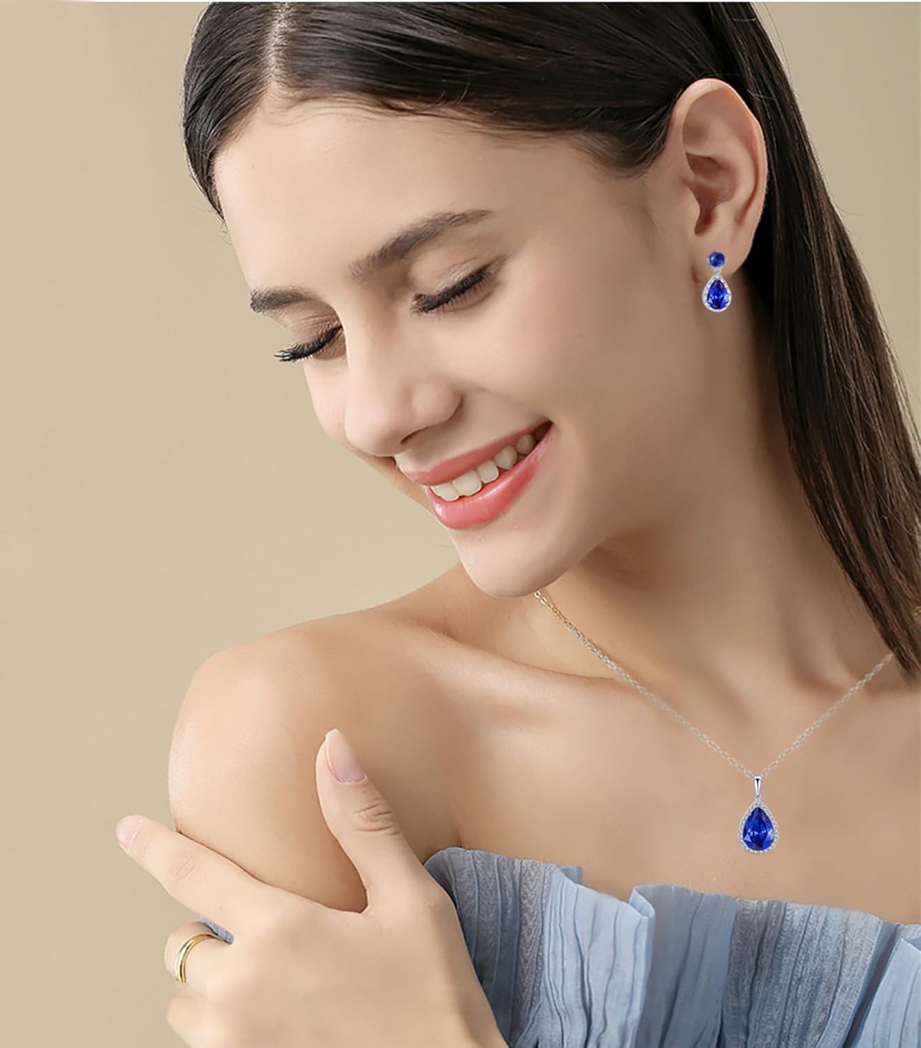 VONSSY Drop Dangle Earrings | Gemstones Waterdrop Teardrop White Gold Plated Crystal Hanging Cubic Zirconia Hypoallergenic Earrings | Stylish Jewelry Gift for Mother Daughter Wife