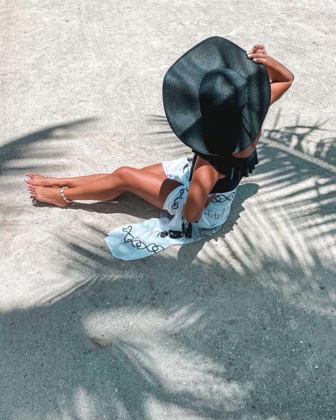 Lanzom Womens 5.7 Inches Big Bowknot Straw Hat Large Floppy Foldable Roll up Beach Cap Sun Hat UPF 50+
