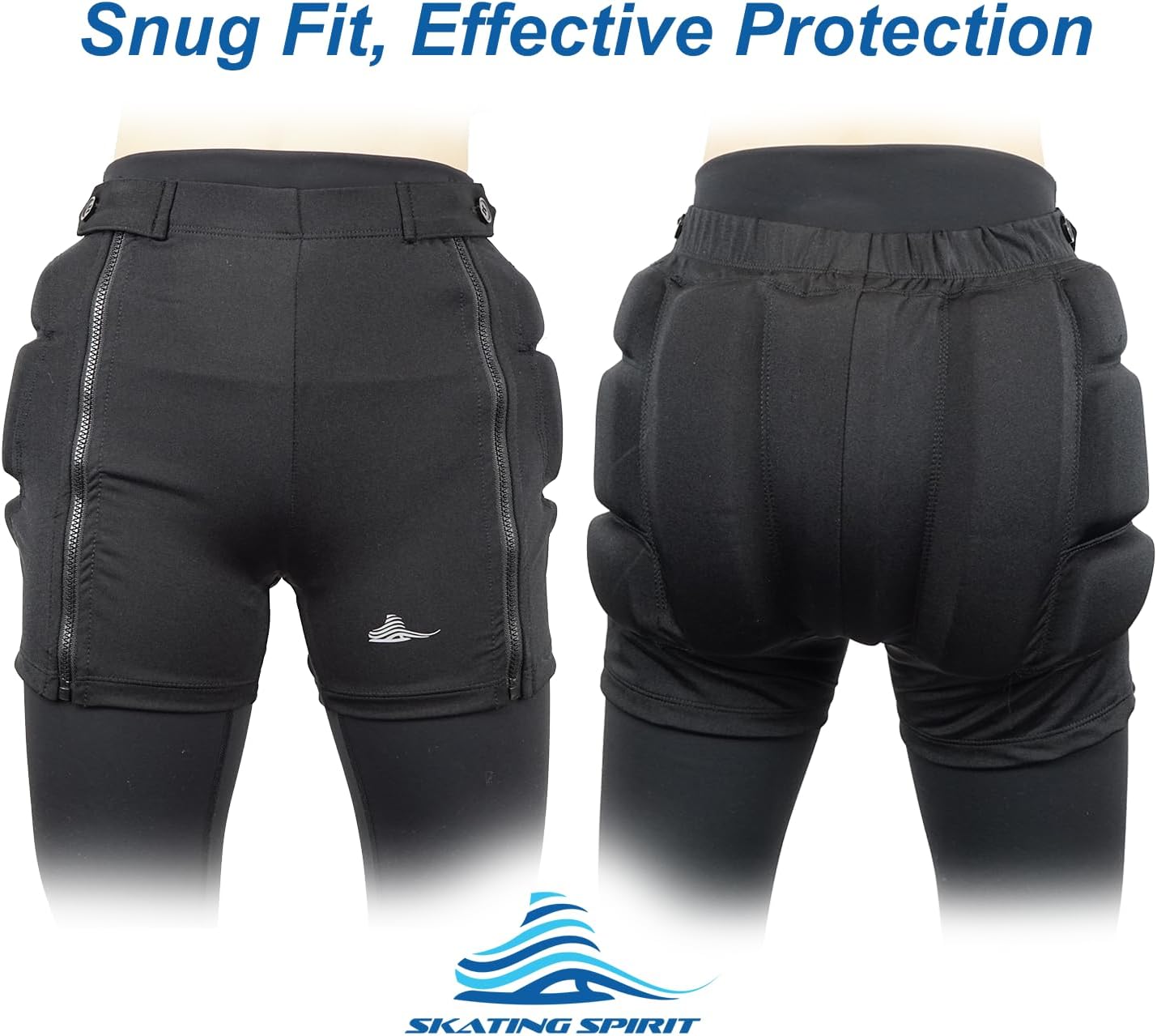 Zip-on Zip-Off Padded Shorts Protective Crash Pants Tailbone Hip Butt Pad for Skating Skateboarding Skiing