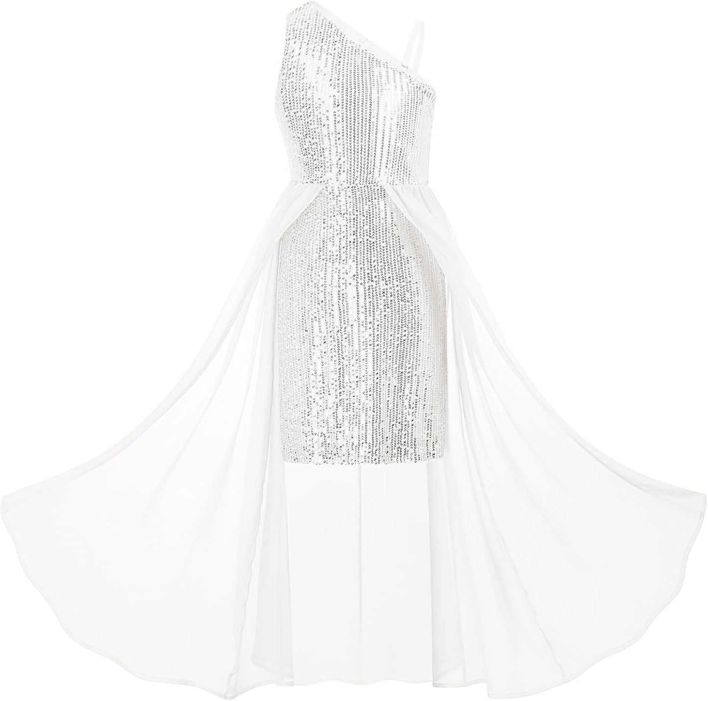 GRACE KARIN Girls Sequin Dress for Teens One Shoulder Formal Birthday Party Wedding Pageant Prom Fancy Dresses 6-14Y