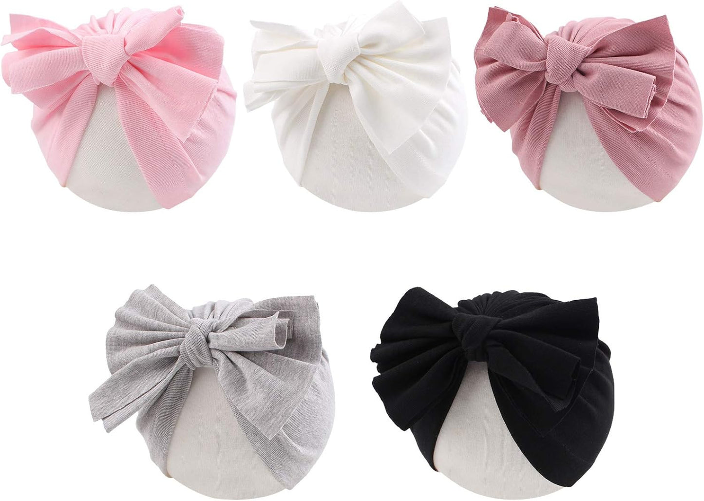 Baby Girl Turban Newborn Beanies Hat 5 Pieces Cotton Infant Girls Headwraps Toddler Kids Hats 0-3 Years